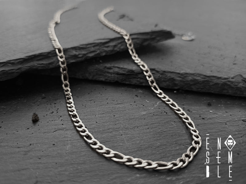 Collana uomo Ensemble maglia Figaro in acciaio 3 mm