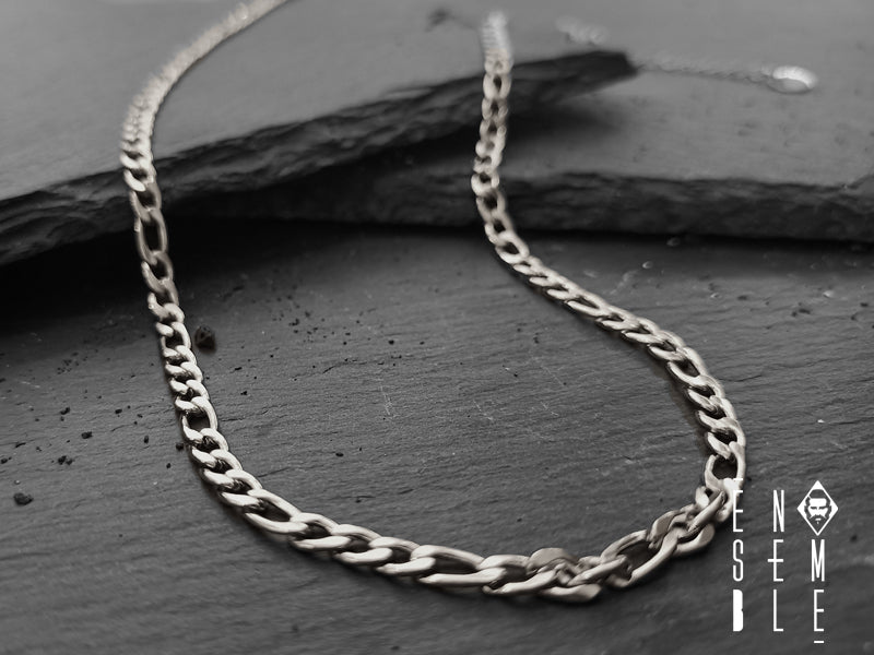 Collana uomo Ensemble maglia Figaro in acciaio 4 mm
