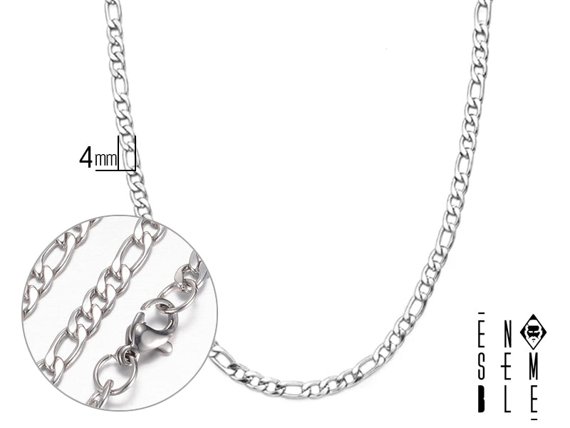 Men's Ensemble Figaro link necklace in 4 mm steel