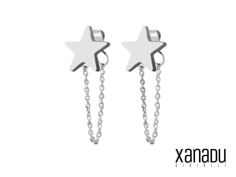 iszie, orecchini lunghi a catenella, in argento sterling, con decorazi iszie, orecchini lunghi a catenella, in argento sterling, con decorazi