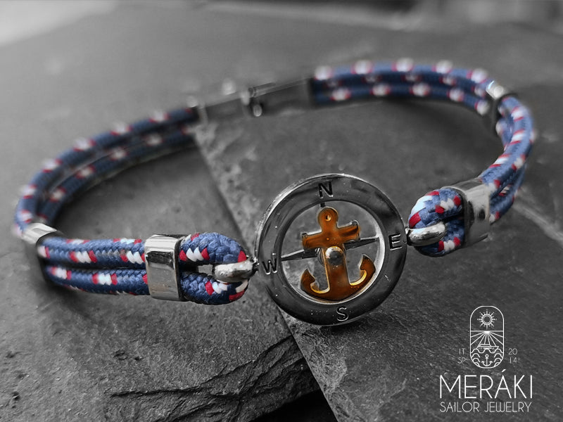 Bracciale Noah Cordino Nautico ancora e rosa dei venti