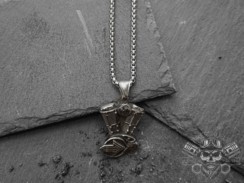 Harley necklace with HD engine in steel