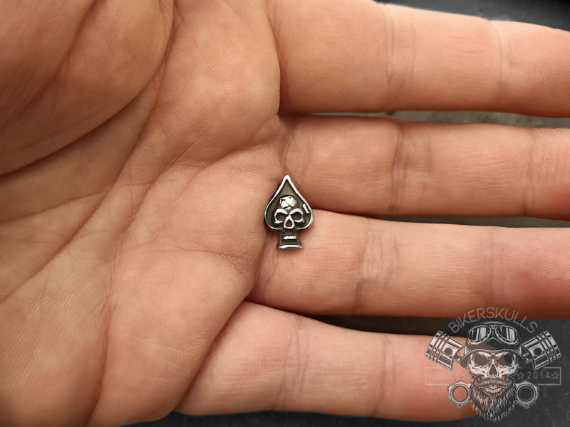 Bikerskulls stainless steel ace of spades earring