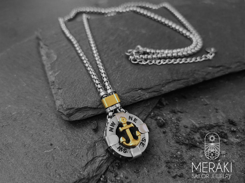 Stainless steel Metaki sailor jewerly anchor necklace