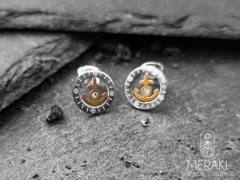 Meraki sailor jewelry stainless steel gold Anchor earrings