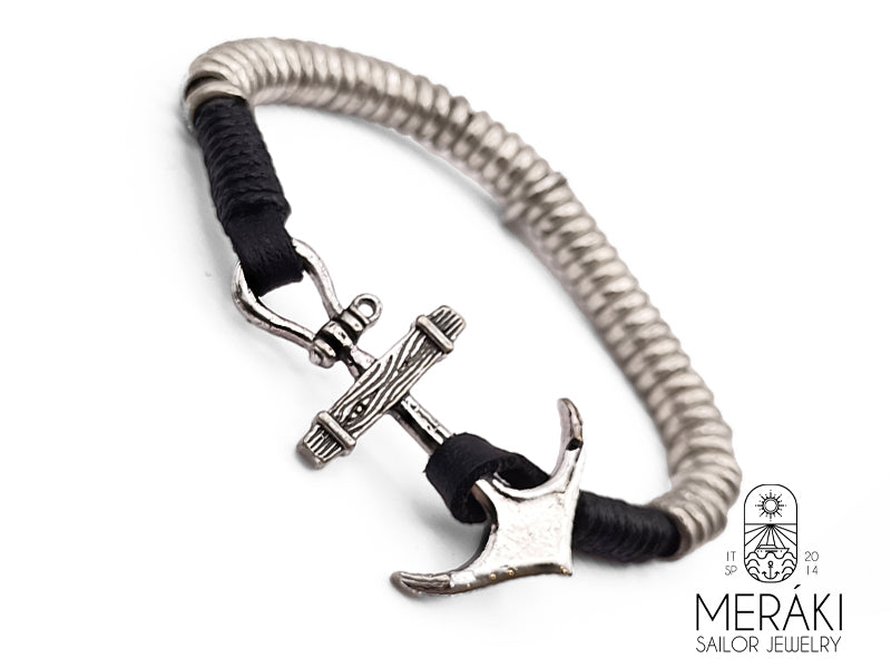 Meraki big anchor bracciale con ancora in zamak e cordino cerato