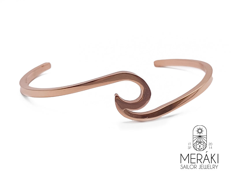 Bracciale Wave rigido design onda del mare rosato
