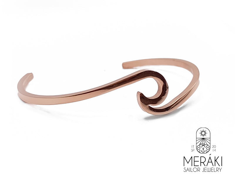  Bracciale rigido in acciaio dal design ad onda del mare