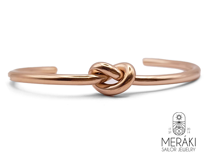 Bracciale bangle double Knot in acciaio rosato