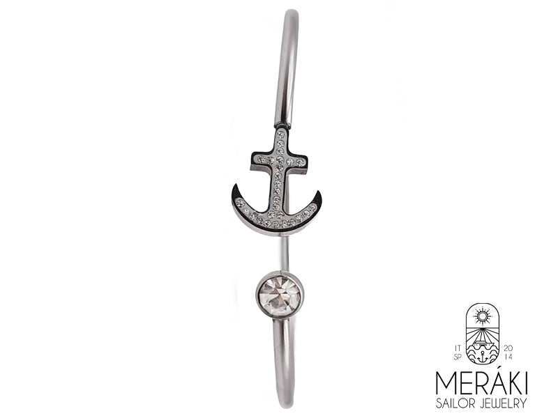 Bracciale Anchor stass in acciaio con ancora e punto luce
