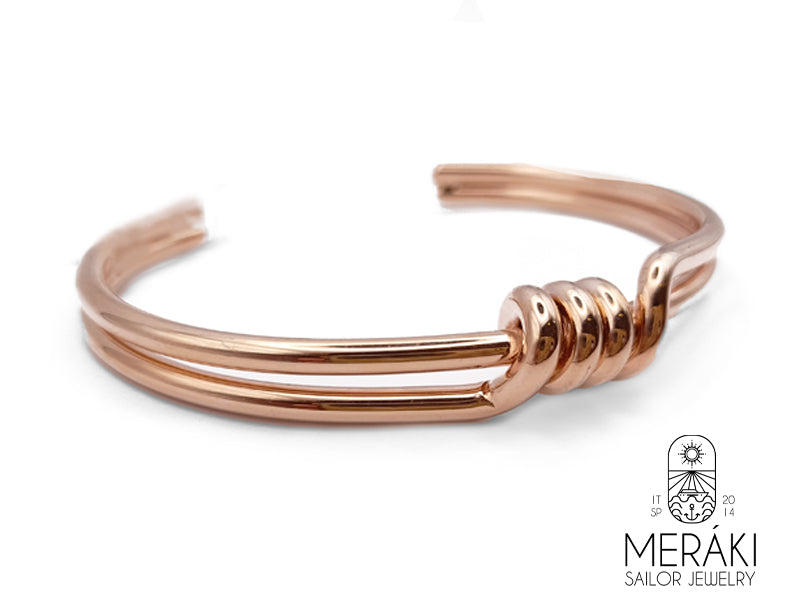 Bracciale Markus in acciaio rigido rosato raffigurante un intreccio spinato marinaro