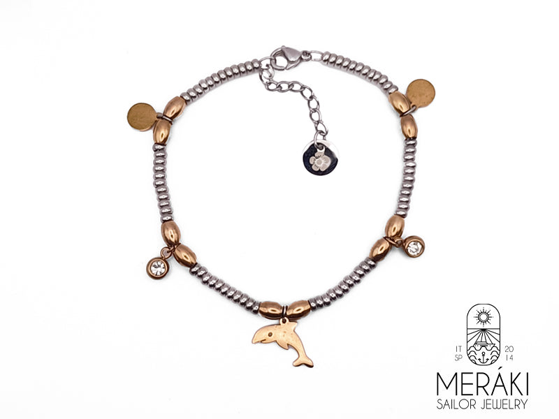 Bracciale Dolphin con delfino in acciaio bicolore