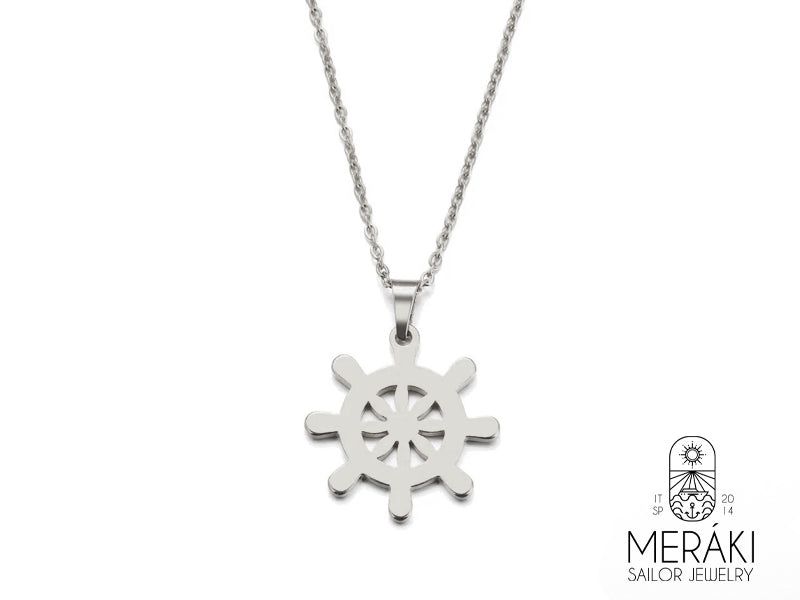 Collana Rudder Silver in acciaio con timone