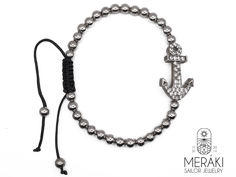 Bracciale Darkwate con ancora e zirconi