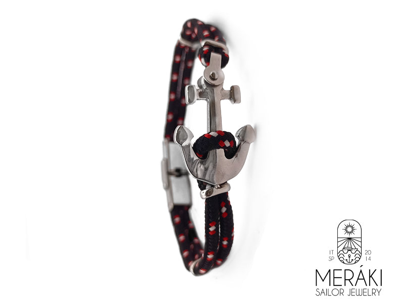 Bracciale Davis bicolor black in acciaio con ancora