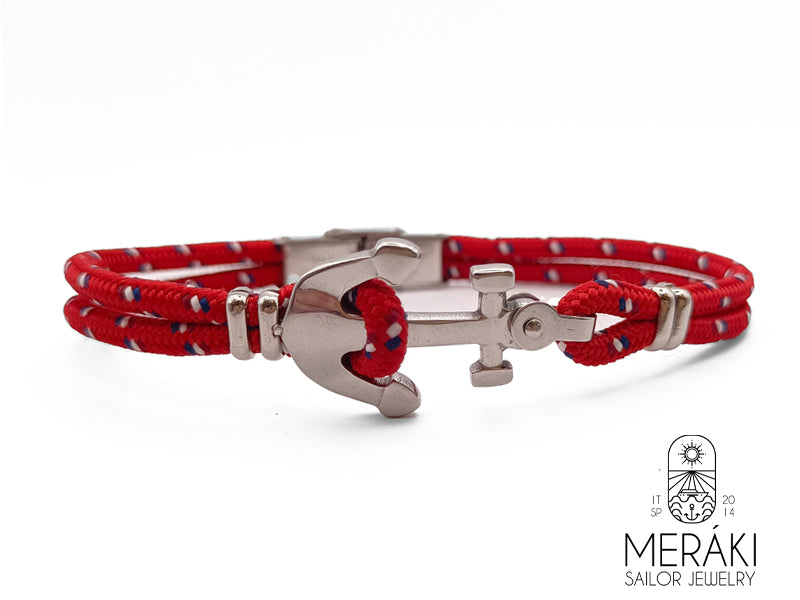 Bracciale Davis bicolor red con ancora in acciaio