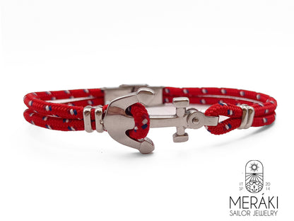 Bracciale Davis bicolor red con ancora in acciaio