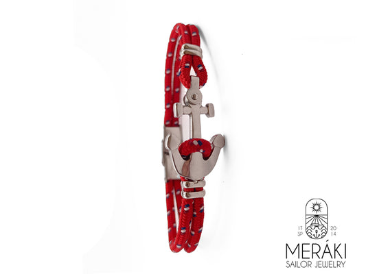 braccialetto realizzato con cordino nautico bicolor e ancora in acciaio ti aiuteranno a elevare il tuo stile.