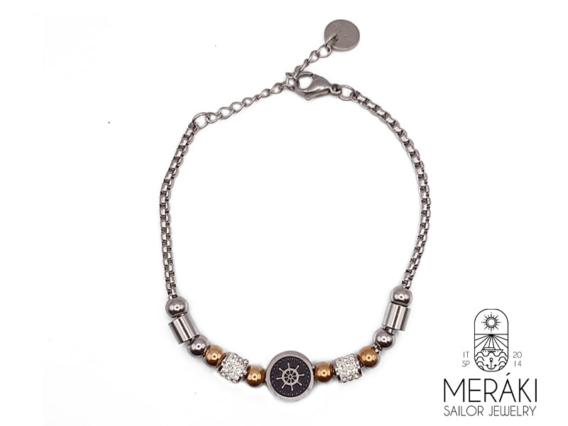 Bracciale Sailor Box con timone in acciaio inossidabile