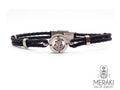 Bracciale Glauco in pelle con ancora argentata e punti cardinali