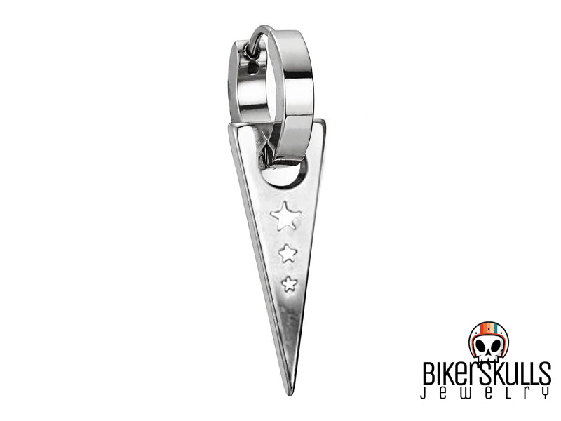 Il triangolo è un simbolo leggendario che rappresenta l'equilibrio e la saggezza ed abbinato alla luce, la speranza, l'energia e l'eternità delle stelle rendono questo orecchino un must have per rendere unico il tuo outfit
