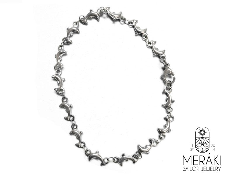 Bracciale Dolphins in acciaio con delfini
