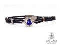 Bracciale Glauco in pelle con ancora blu e punti cardinali
