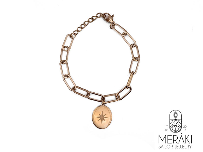 Bracciale Compass Rose rosa dei venti in acciaio
