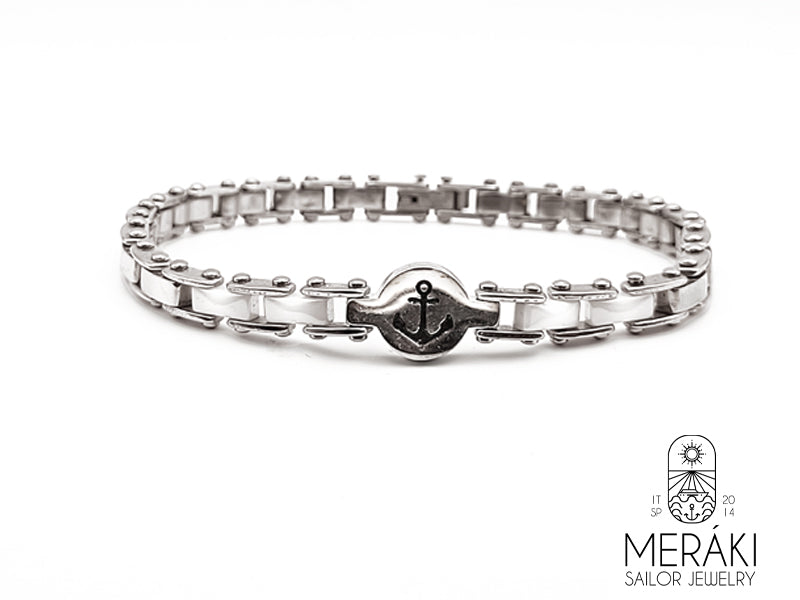 Bracciale Ceramic Anchor con ancora in acciaio