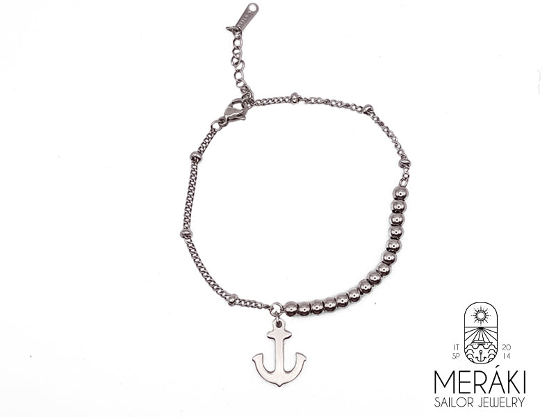 Bracciale Lylah palline con ancora in acciaio