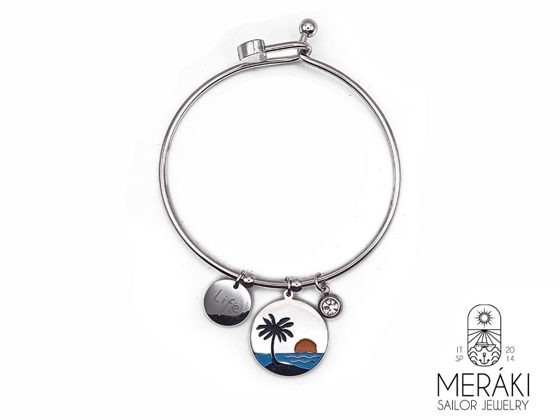Bracciale Summer bangle rigido con ciondolo smaltato