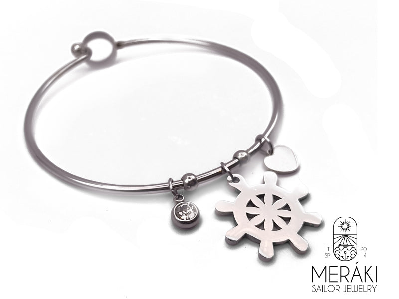 Bracciale Jack Crow bangle rigido con timone