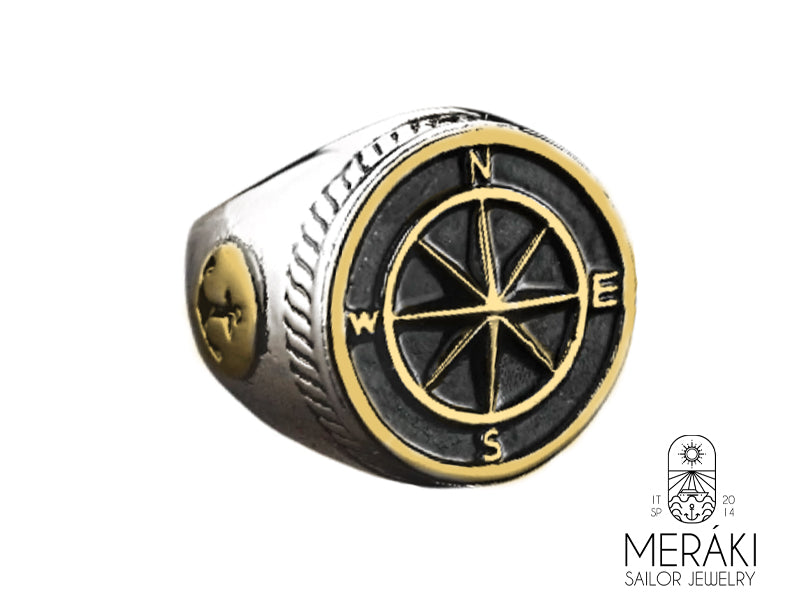 Anello realizzato in acciaio inossidabile di grado chirurgico con sigillo centrale