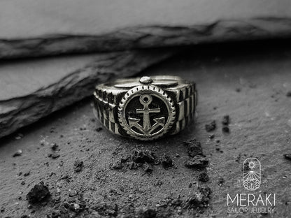 Meraki sailor jewelry Eldoris chevalier stainless steel anchor ring