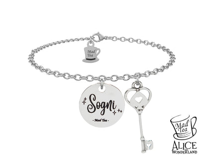 Bracciale Alice in Wonderland  “Chiave dei sogni” in acciaio