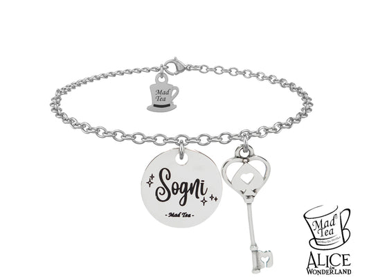 Bracciale Alice in Wonderland  “Chiave dei sogni” in acciaio