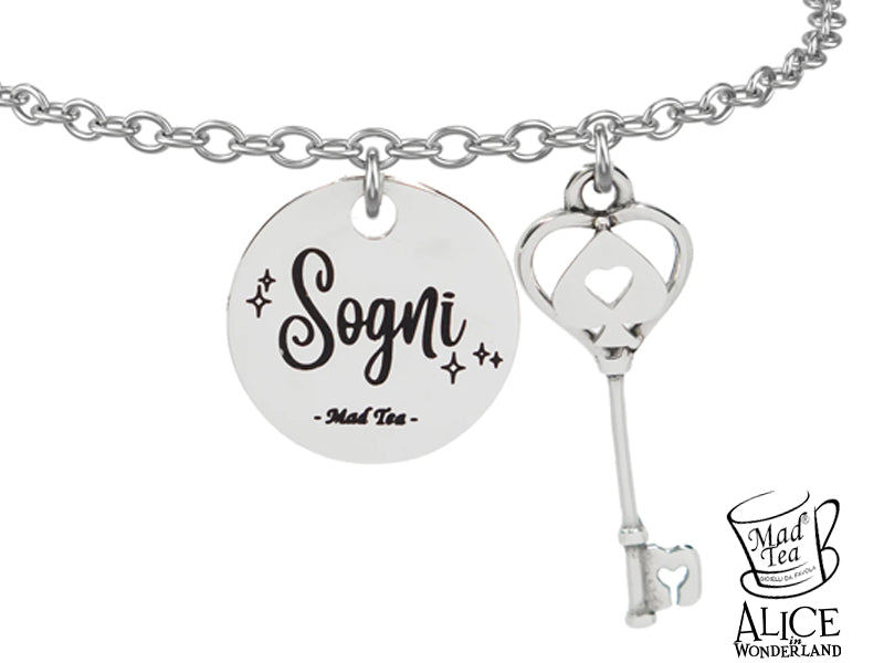 Bracciale Alice in Wonderland  “Chiave dei sogni” in acciaio