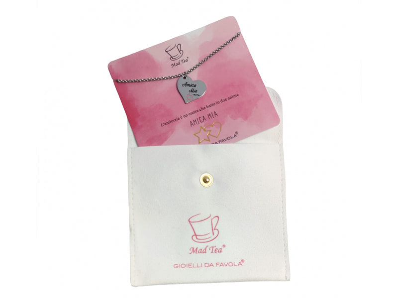 Bracciale amica mia Mad Tea Confezionato con claim card e pochette in tessuto.