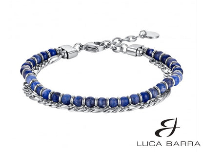 Bracciale Uomo con pietre blu ed elementi in acciaio