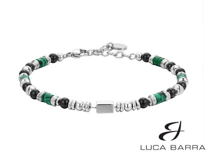 Bracciale Uomo in acciaio con pietre agata e malachite