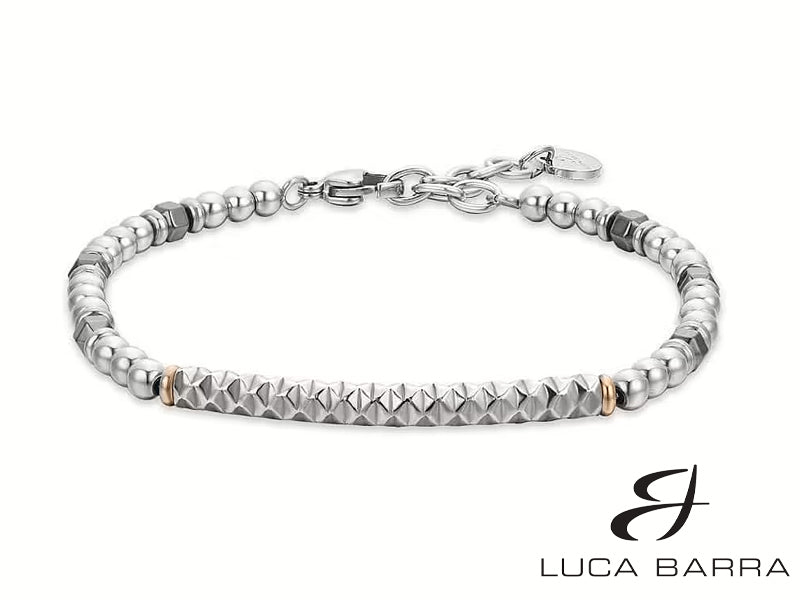 Bracciale uomo con piastra silver ed ematite grigia