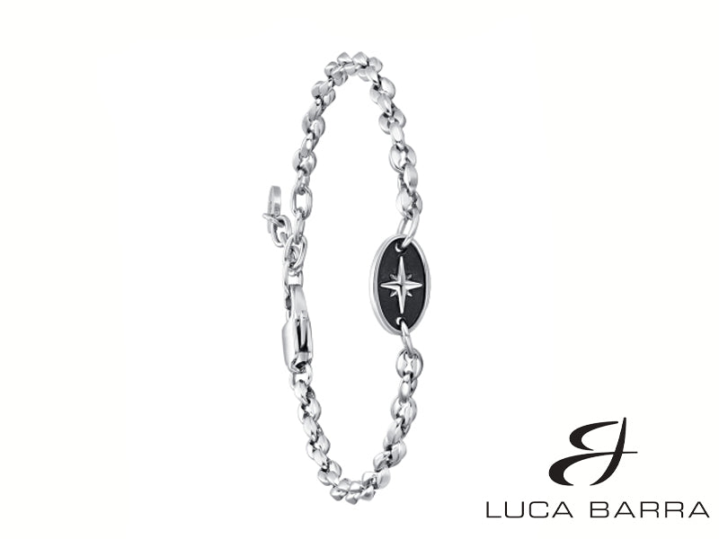Bracciale Uomo in acciaio con elemento smaltato con rosa dei venti
