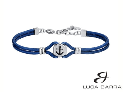 Bracciale uomo cordino nautico blu e ancora in acciaio luca barra