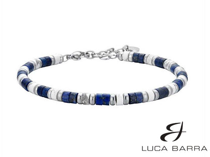 Bracciale Uomo in acciaio con pietre lapis e bianche