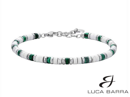 Bracciale da uomo con pietre bianche e verdi collezione Luca Barra