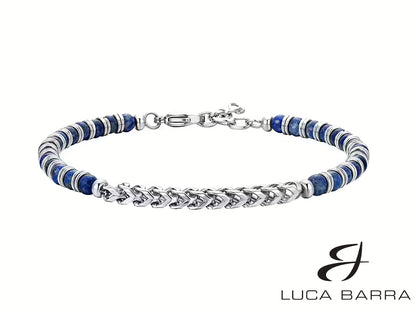 Bracciale Uomo in acciaio con pietre lapis ed elementi in acciaio