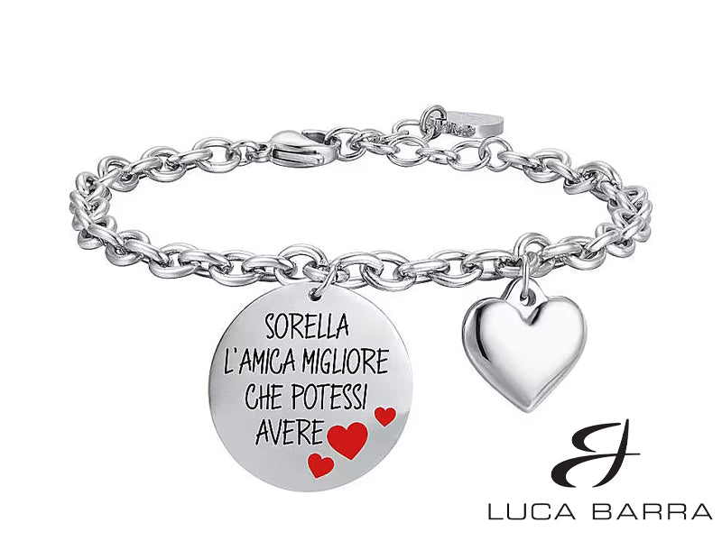 Celebra la sorella migliore che potresti avere con questo bracciale da donna in acciaio con dedica "Sorella l'amica migliore che potessi avere".