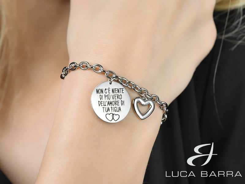 Bracciale luca barra con frase Non c'è niente di piu' vero dell'amore di tua figlia