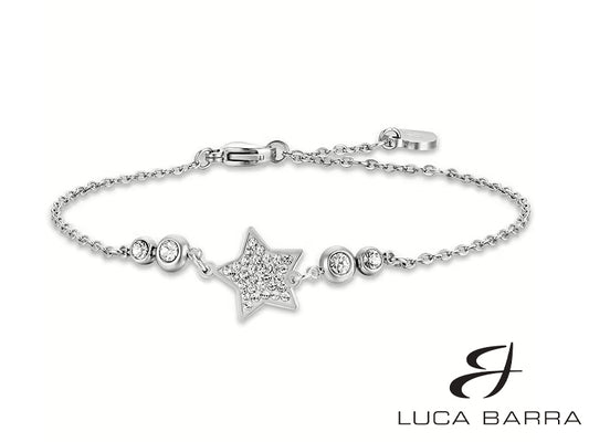 Bracciale donna in acciaio con stella e cristalli bianchi