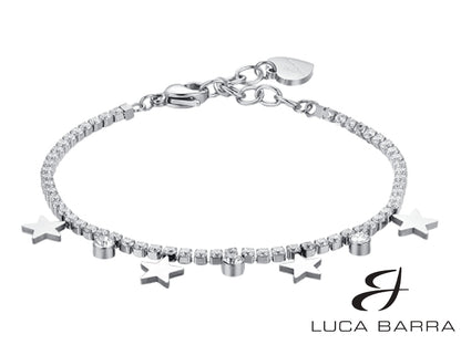 Bracciale tennis Donna in acciaio con cristalli bianchi e stelle